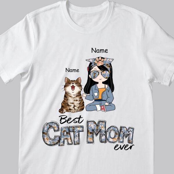 Best Cat Mom Ever, Vintage Style, Cat Mom T-shirt, Cat Mom & Her Cats, Personalized Cat Lover T-shirt