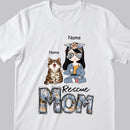 Rescue Mom, Vintage Style, Cat Mom T-shirt, Cat Mom & Her Cats, Personalized Cat Lover T-shirt