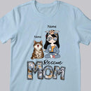 Rescue Mom, Vintage Style, Cat Mom T-shirt, Cat Mom & Her Cats, Personalized Cat Lover T-shirt