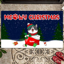 Christmas Custom Doormat, Gifts For Cat Lovers, Meowy Christmas Cats On Xmas Gifts Holiday Doormat