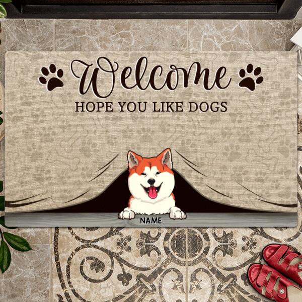 Pawzity Custom Doormat, Gifts For Dog Lovers, Welcome Hope You Like Dogs Outdoor Door Mat