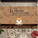 Pawzity Welcome To Our Home Personalized Doormat, Gifts For Cat Lovers, Brown Front Door Mat