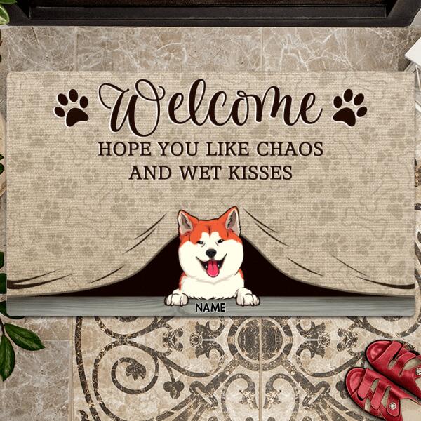 Pawzity Custom Doormat, Gifts For Dog Lovers, Welcome Hope You Likes Chaos And Wet Kisses Outdoor Door Mat