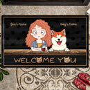 Pawzity Custom Doormat, Gifts For Dog Lovers, Welcome You Girl And Her Dogs Outdoor Door Mat
