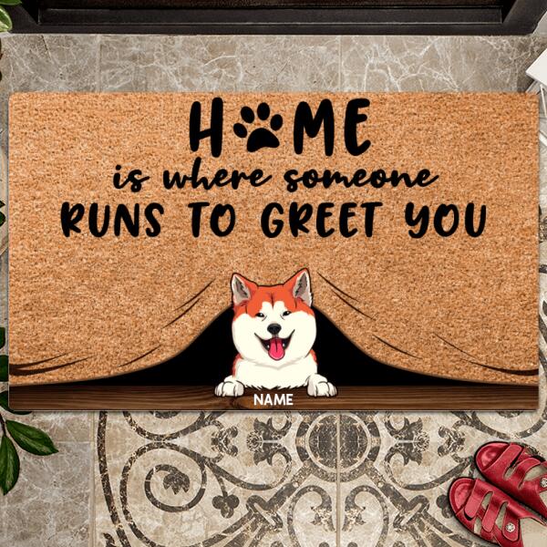 Pawzity Custom Doormat, Gifts For Dog Lovers, Home Is Where Someone Runs To Greet You Outdoor Door Mat