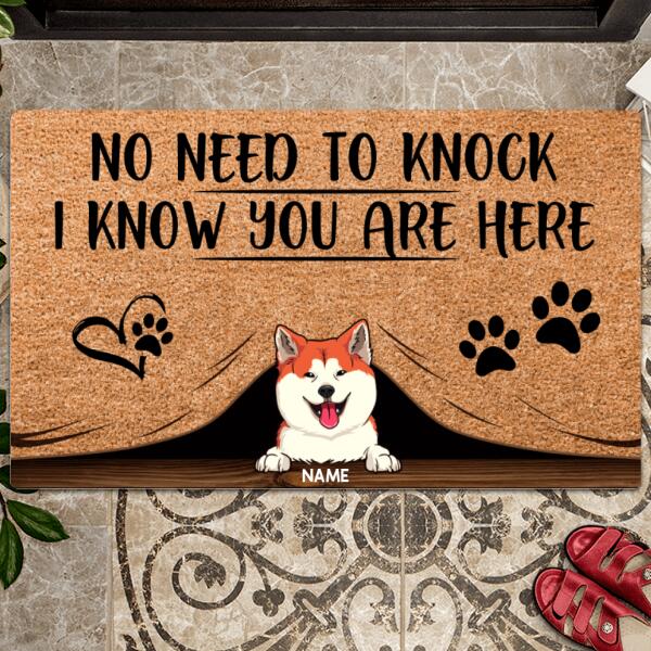 Pawzity No Need To Knock Custom Doormat, Gifts For Dog Lovers, Peeking From Curtain Outdoor Door Mat