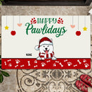 Christmas Personalized Doormat, Gifts For Dog Lovers, Happy Pawlidays Front Door Mat