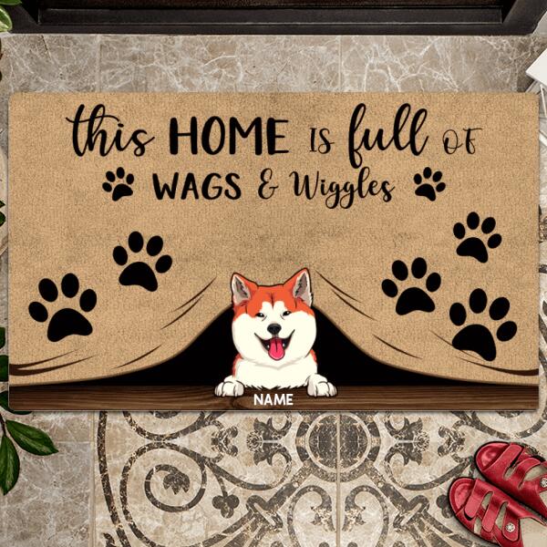 Pawzity Custom Doormat, Gifts For Dog Lovers, This Home Is Full Of Wags & Wiggles Outdoor Door Mat
