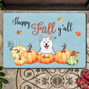 Fall Personalized Doormat, Gifts For Dog Lovers, Happy Fall Y'all Pumpkins Front Door Mat