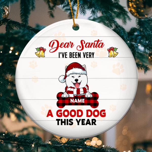 Dear Santa We've Been Very Good Dogs This Year, Personalized Dog Breeds Circle Ceramic Ornament, Xmas Home Decor