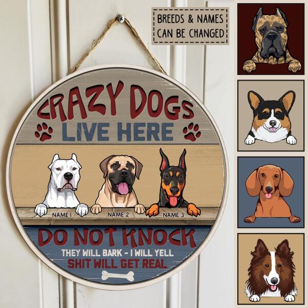 Pawzity Warning Signs, Gifts For Dog Lovers, Crazy Dogs Live Here Do Not Knock They Will Bark I Will Yell , Dog Mom Gifts