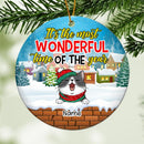 It's The Most Wonderful Time Of The Year, Personalized Cat Breeds Circle Ceramic Ornament, Xmas Gifts For Cat Lovers