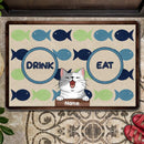 Pawzity Personalized Doormat, Gifts For Cat Lovers, Drink Or Eat Cat Choice Front Door Mat