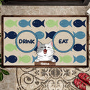Pawzity Personalized Doormat, Gifts For Cat Lovers, Drink Or Eat Cat Choice Front Door Mat