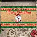 Christmas Personalized Doormat, Gifts For Dog Lovers, We Wish You Merry Christmas Front Door Mat