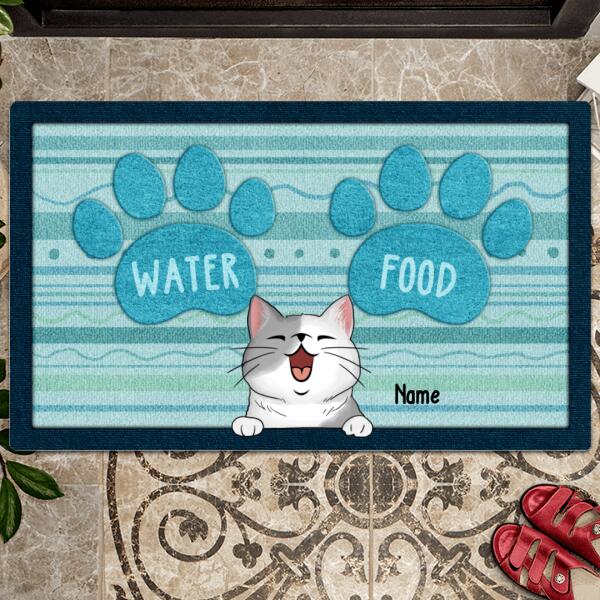 Pawzity Personalized Doormat, Gifts For Cat Lovers, Water Or Food Cat Choice Front Door Mat