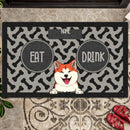 Pawzity Personalized Doormat, Gifts For Dog Lovers, Eat Or Drink Dark Front Door Mat