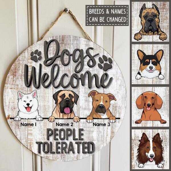 Pawzity Welcome Door Signs, Gifts For Dog Lovers, Dogs Welcome People Tolerated Custom Wooden Signs , Dog Mom Gifts