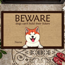 Pawzity Custom Doormat, Gifts For Dog Lovers, Beware Dogs Can't Hold Their Lickers Outdoor Door Mat