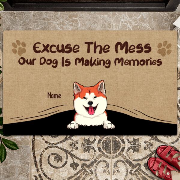 Pawzity Personalized Doormat, Gifts For Dog Lovers, Excuse The Mess Our Dog Is Making Memories Front Door Mat