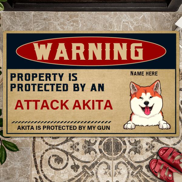 Pawzity Personalized Doormat, Gifts For Dog Lovers, Property Is Protected By My Dog Warning Front Door Mat