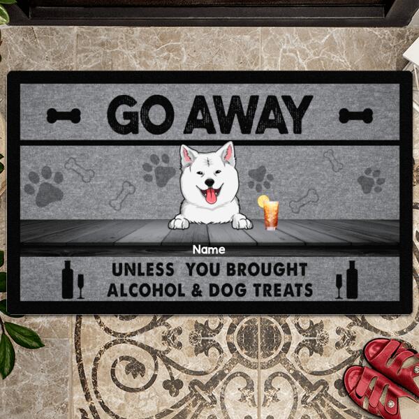 Pawzity Personalized Doormat, Gifts For Dog Lovers, Go Away Unless You Brought Alcohol & Dog Treats Front Door Mat