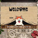 Pawzity Funny Welcome Mat, Gifts For Pet Lovers, Dog Peeking From Curtain Outdoor Door Mat