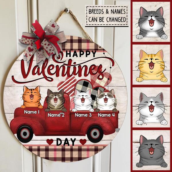 Valentine Custom Wooden Sign, Valentine Day Gifts For Cat Lovers, Happy Holiday Personalized Sign Wood , Cat Mom Gifts