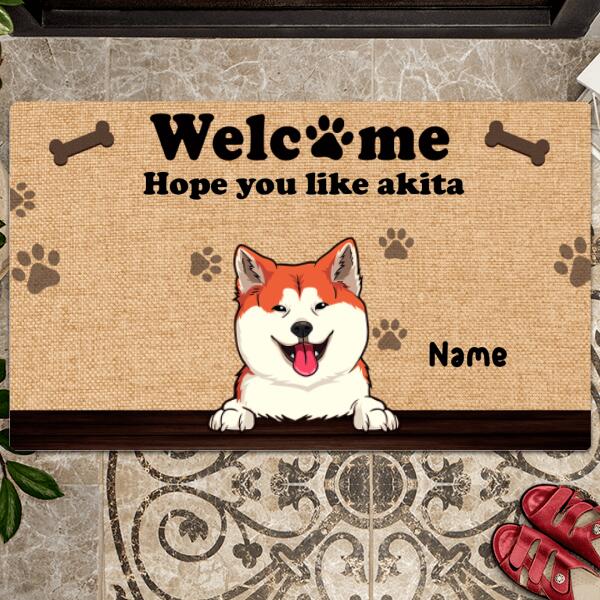 Pawzity Personalized Doormat, Gifts For Dog Lovers, Welcome Hope You Like Us Front Door Mat
