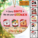 Cat Lover Christmas Gift, Funny Christmas Decoration, Gift For Cat Mom, Personalized Circle Ceramic Ornament