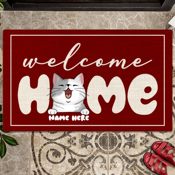 Pawzity Personalized Doormat, Gifts For Cat Lovers, Welcome Home Red Outdoor Door Mat