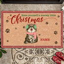 Christmas Personalized Doormat, Gifts For Cat Lovers, Have Yourself A Meowy Little Christmas Front Door Mat