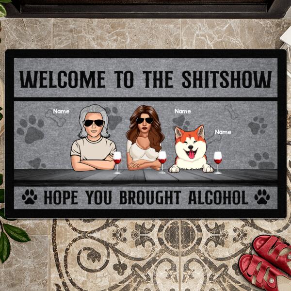 Pawzity Welcome To The Shitshow Custom Doormat, Gifts For Dog Lovers, A Couple & Dogs Welcome Mat