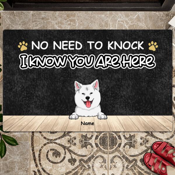 Pawzity No Need To Knock Custom Doormat, Gifts For Dog Lovers, I Know You Are Here Black Front Door Mat