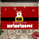 Christmas Dog Welcome Mat, Gifts For Dog Lovers, Welcome To Our Ho Ho Home Front Door Mat