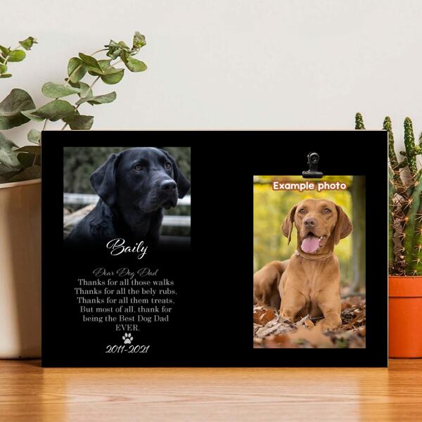 Thanks For All Those Walks, Dog Memorial Keepsake, Personalized Dog Name Photo Clip Frame, Gifts For Loss Of Dog