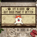 Pawzity Personalized Doormat, Gifts For Dog Lovers, Life Is Good But Dogs Make It Better Front Door Mat