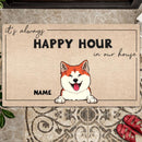 Pawzity Personalized Doormat, Gifts For Pet Lovers, It's Always Happy Hour In Our House Outdoor Door Mat