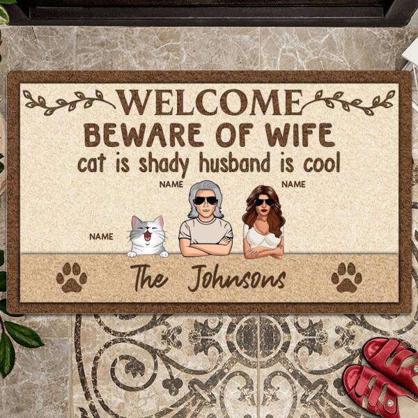 Pawzity Welcome Mat, Gifts For Cat Lovers, Beware Of Cat Is Shady Is Cool Outdoor Door Mat