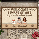 Pawzity Welcome Mat, Gifts For Dog Lovers, Beware Of Dog Is Shady Is Cool Outdoor Door Mat