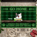 St. Patrick's Day Custom Doormat, Gifts For Cat Lovers, Go Home Unless You Brought Alcohol And Cat Treats