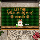St. Patrick's Day Custom Doormat, Gifts For Pet Lovers, Let The Shenanigans Begin Outdoor Door Mat