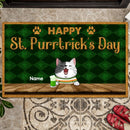 St. Patrick's Day Custom Doormat, Gifts For Cat Lovers, Happy St. Purrtrick's Day Outdoor Door Mat