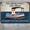 Pawzity Metal Lake House Sign, Gifts For Dog Lovers, Probably On The Pontoon Funny Signs