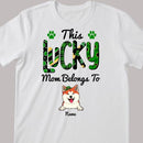 This Lucky Mom Belongs To, Green Plaid, Personalized Dog & Cat T-shirt, Pet Lovers Gifts, Gifts For St. Patrick Day