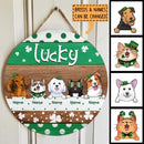 St. Patrick's Day Custom Wooden Signs, Gifts For Pet Lovers, Polka Dots, Lucky Custom Signs Outdoor