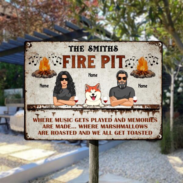 Pawzity Metal Camping Signs, Gifts For Dog Lovers, Fire Pit Wher Music Get Played Personalized Camping Signs