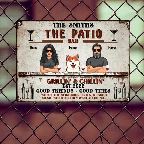 Pawzity Metal Patio Signs, Gifts For Dog Lovers, Where The Neighbors Listen To Good Music Bar Signs