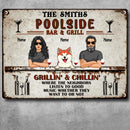 Pawzity Metal Pool Sign, Gifts For Dog Lovers, Poolside Bar & Grill Grilling & Chilling Funny Pool Signs