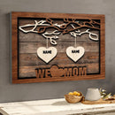 We Love Mom, Family Trees With Falimy Member's Name, Gift For Pet Lovers, Personalized Pet Lovers Canvas, Home Decor